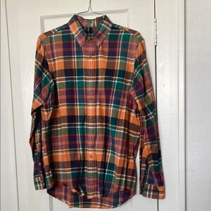 Ralph Lauren Orange and Green Casual Button Down Shirt